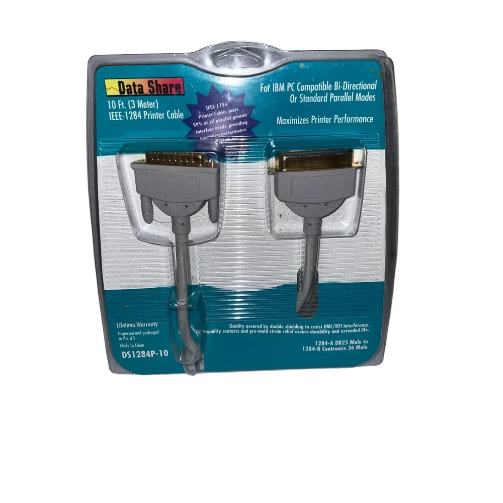 DATA SHARE 10 ' IEEE-1284 DB25 Bi-Directional Parallel Printer Data‎ Cable Cord